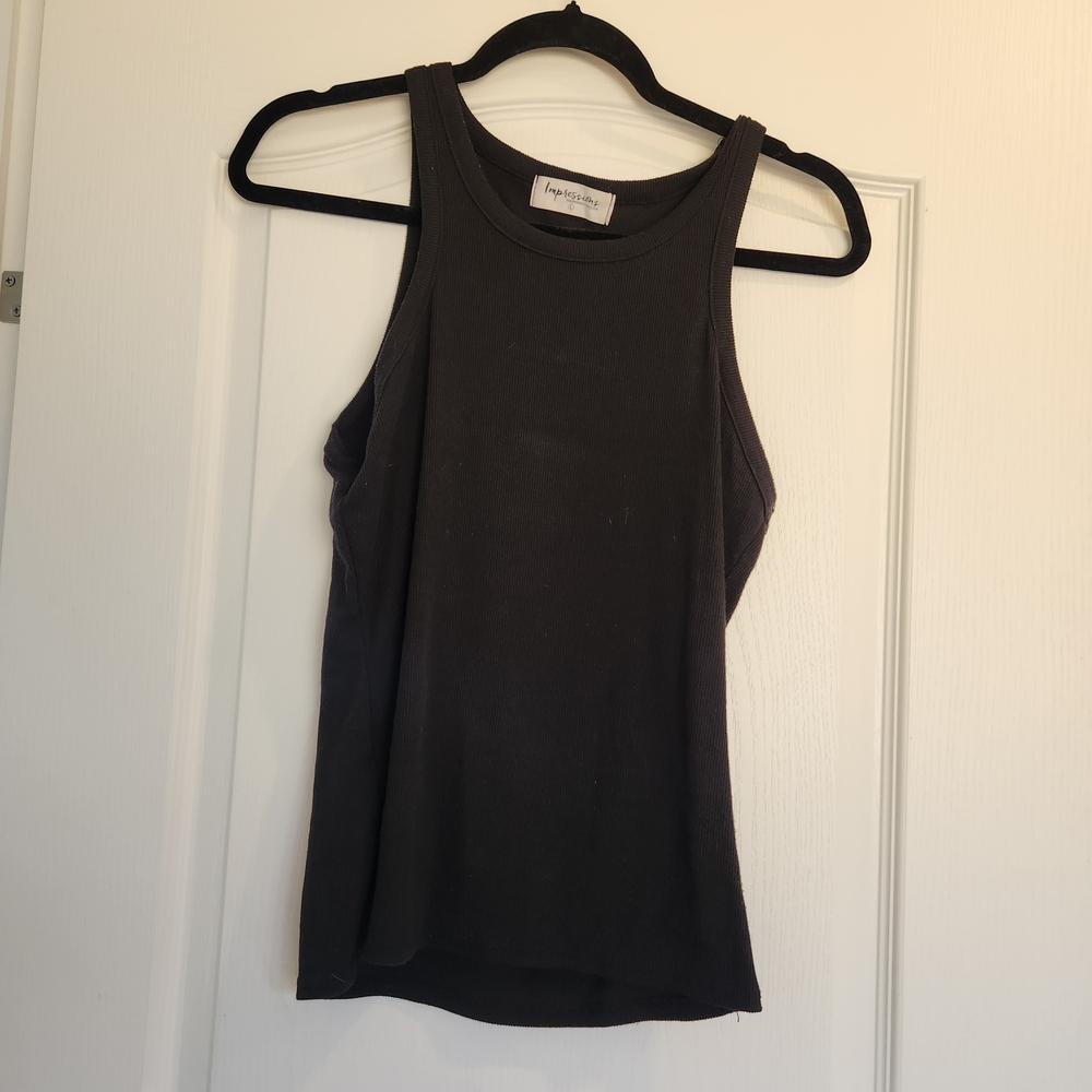 Impressions Womens Classic Black Tank Top Size L Euc
